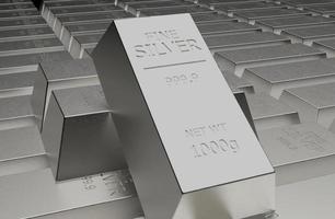 silver bar ingot 3d rendering illustration photo