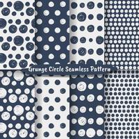 Set of Grunge Circle Geometric Seamless Pattern vector