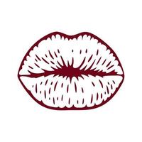 Ilustración de vector de labios femeninos de belleza, arte de línea de labios femeninos