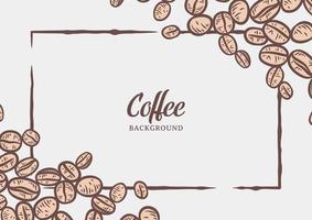 Hand drawn background with coffee beans vector