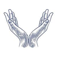 ilustración de dibujo de arte de línea de manos orando. dibujo de manos rezando vector
