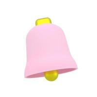 Notification 3D icon. Cute yellow bell. 3D Model render for design. 3d illustration. photo