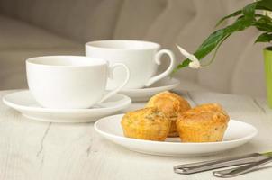 cake and cup of coffee on the table photo