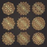 Set of luxury gold mandala round ornament pattern