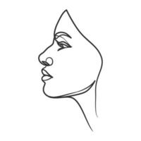 dibujo de línea continua de la cara de la mujer. retrato de mujer de una línea vector