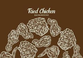 Crispy fried chicken background template vector