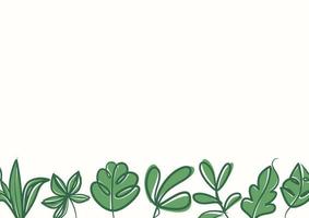 Botanical green floral leaves background with copy space for text vector