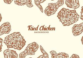 Crispy fried chicken background template vector