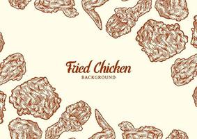 Crispy fried chicken background template vector