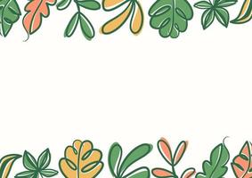 Botanical green floral leaves background with copy space for text vector