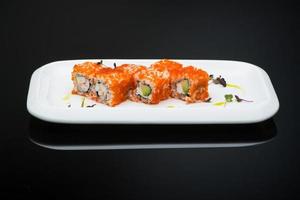 sushi on a dark background photo