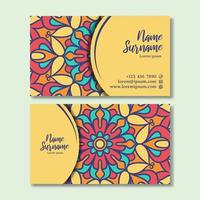 Vintage business card with mandala design template vector