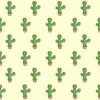 Cute cactus seamless vector pattern background