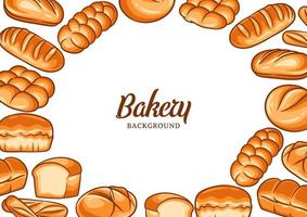 Bakery background with colorful bread vector illustration