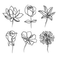 Abstract flower in continuous line art drawing style vector