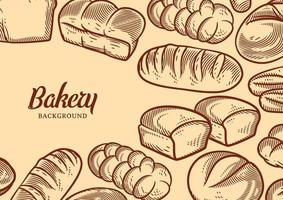 Vintage bakery background with sketched bread vector illustration