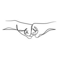 Continuous line art hand shake vector illustration. Business agreement vector