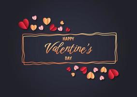 Happy valentine's day heart frame background vector