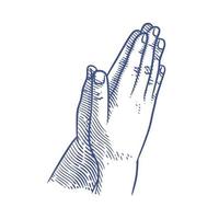 Praying hands line art drawing illustration. Praying hands drawing vector