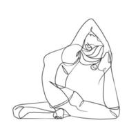 Yoga girl continuous line drawing minimalist design vector