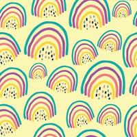 Hand drawn seamless pattern with rainbows vector