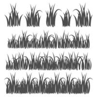 Set of grass silhouette isolated on white background vector