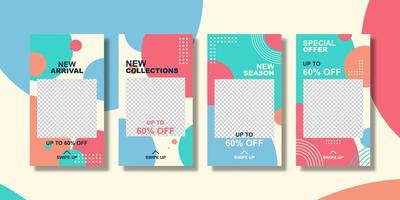 Set of trendy editable social media post template design vector