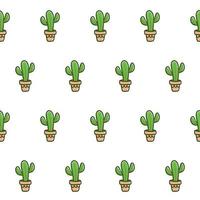 Cute cactus seamless vector pattern background