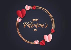 Happy valentine's day heart frame background vector