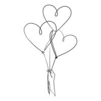 Continuous line drawing of hand holding heart balloon vector