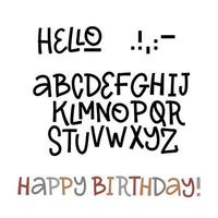 Hand drawn doodle abc, cut out font. Vector illustration. Perfet for trendy scandinavian design.