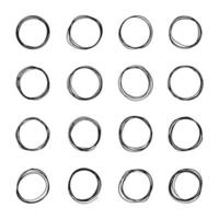 Hand drawn circle line sketch set vector