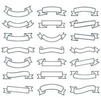 Hand drawn ribbon banner collection vector