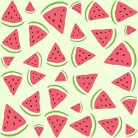 Seamless pattern of red watermelon slices with seeds vector