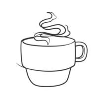 Continuous line drawing a cup of coffee or tea vector