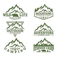 Collection of vintage explorer, wildlife, adventure, outdoor, camping emblem