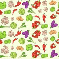 Seamless pattern with fresh vegetables vector