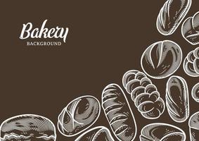 Vintage bakery background with sketched bread vector illustration