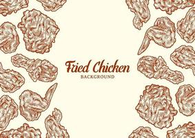 Crispy fried chicken background template vector