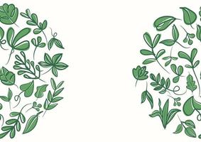 Botanical green floral leaves background with copy space for text vector