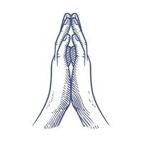 Praying hands line art drawing illustration. Praying hands drawing vector