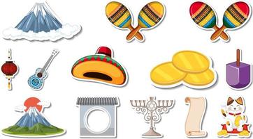 Set of different traditional objects vector