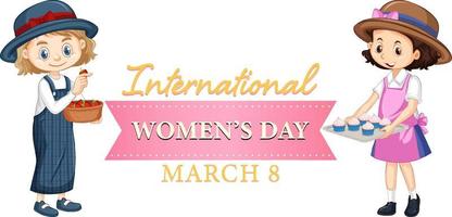 Women day poster design with two girls vector