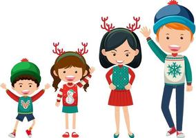 Family members wearing Christmas outfits vector