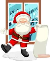 Santa with long list by the window vector