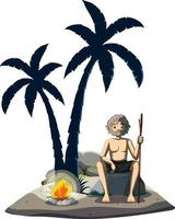 A man on deserted island isolated vector