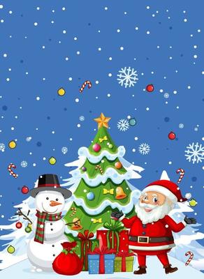 Christmas poster design with Santa Claus and snowman 6036593 Vector Art at  Vecteezy