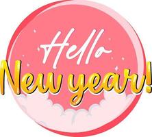 Hello new year font design in yellow vector