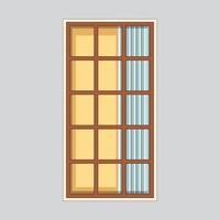 Isolated wooden window for decor vector