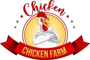 Chicken cartoon character with Chicken Farm banner vector